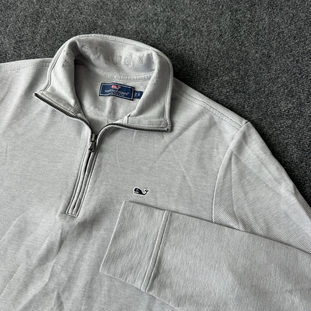 Vineyard Vines Saltwater Quarter-Zip Mock Neck Pullover Sweatshirt Grey Mens S